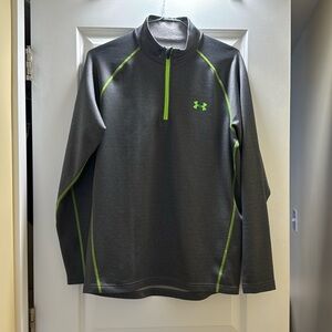 Under Armour. Mens size large. Gray and neon green pullover. Cold Gear Fitted.
